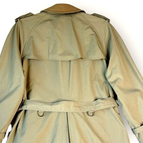 Gleneagles Vintage Long Trench Overcoat Double Breasted Lined Men Size 44L Khaki - Picture 7 of 16